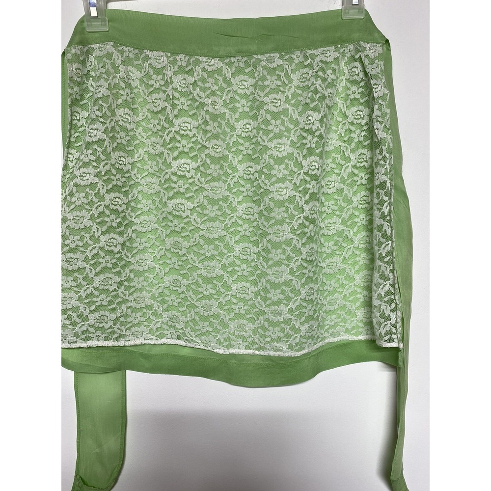 Vintage 1950s-'60s Homemaker Half Apron Green with Lace overlay